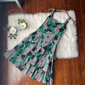 Vintage Stock Gingham Plaid Tiered Mini Dress NWOT